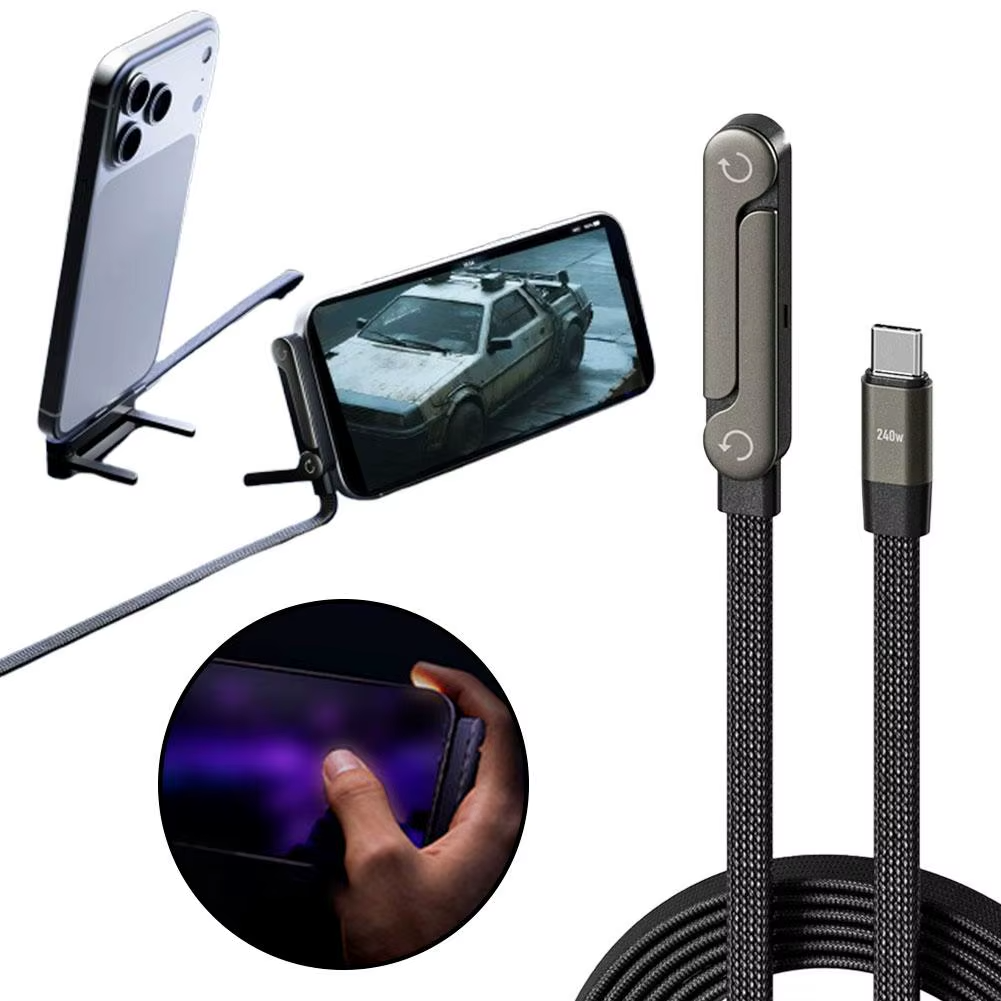 Flip-Cablu încărcare rapidă 240W+suport telefon